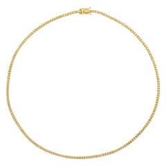 2.00 Carat Natural Diamond Tennis Necklace G SI 14k Yellow Gold