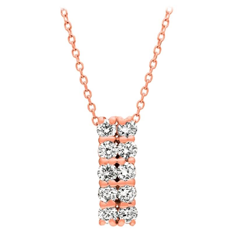 2.00 Carat Natural Diamond Two Rows Necklace 14 Karat Rose Gold G-H SI