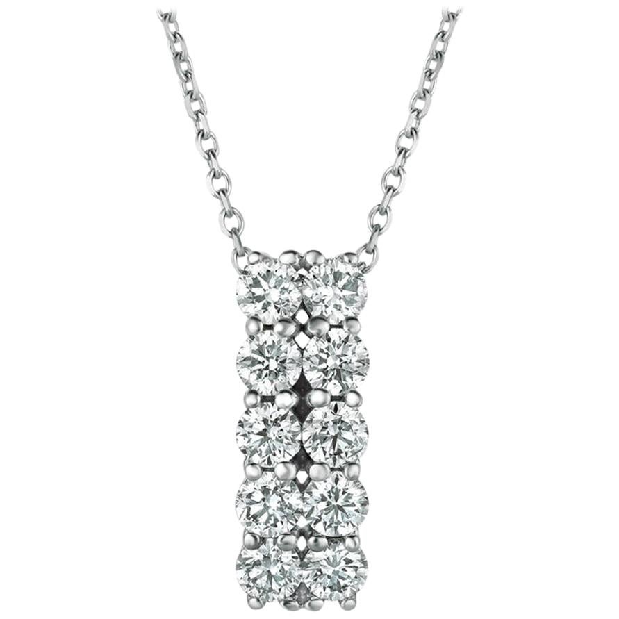 2.00 Carat Natural Diamond Two Rows Necklace 14 Karat White Gold G-H SI For Sale