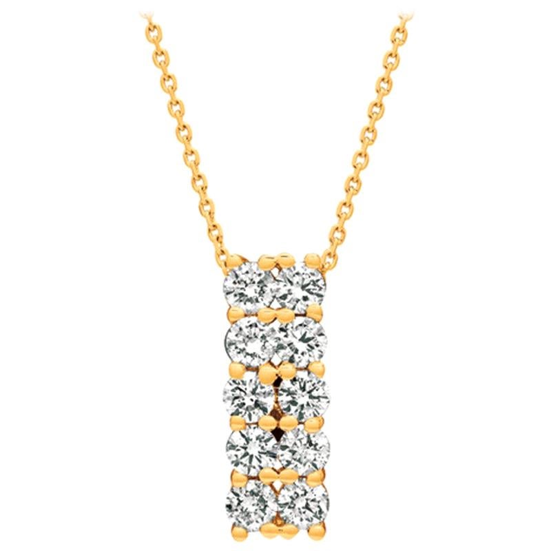 2.00 Carat Natural Diamond Two Rows Necklace 14 Karat Yellow Gold G-H SI For Sale