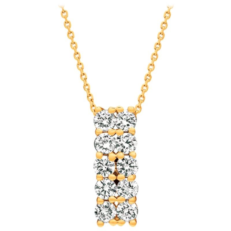 2.00 Carat Natural Diamond Two Rows Necklace 14 Karat Yellow Gold G-H SI