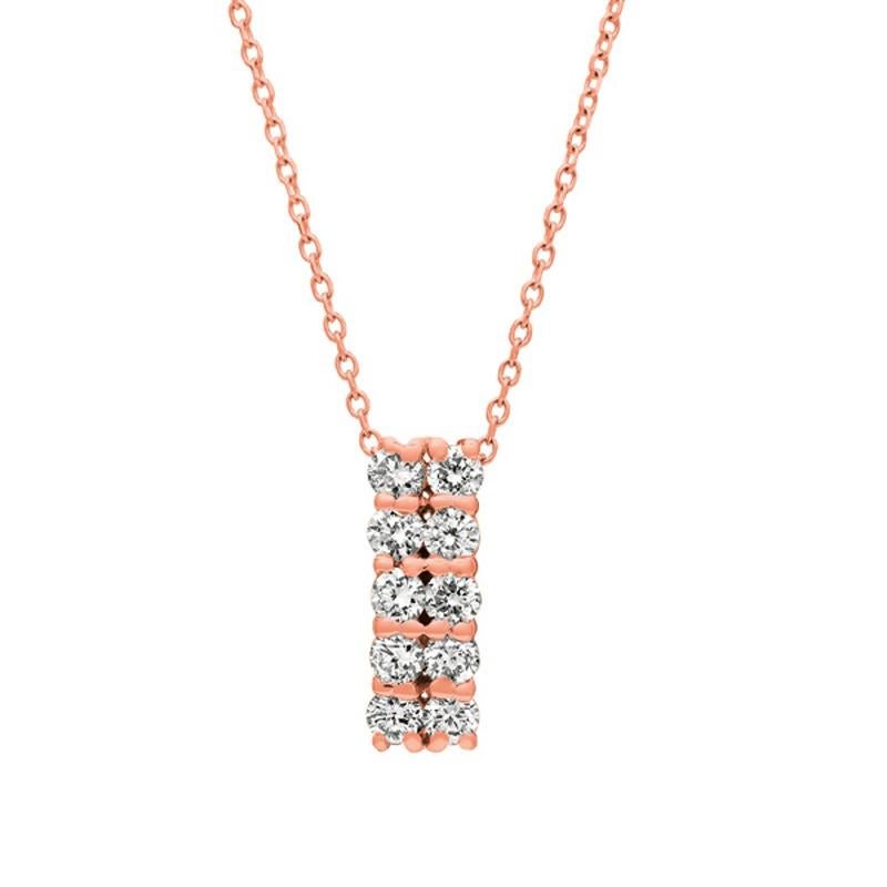 Contemporary 2.00 Carat Natural Diamond Two Rows Necklace 14 Karat Rose Gold G-H SI For Sale
