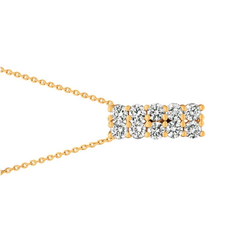 Contemporary 2.00 Carat Natural Diamond Two Rows Necklace 14 Karat Yellow Gold G-H SI For Sale