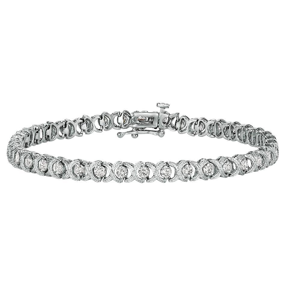 2,00 Carati di Diamante Naturale X Bracciale G SI Oro Bianco 14K 7 pollici