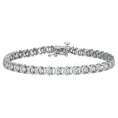 2,00 Carati di Diamante Naturale X Bracciale G SI Oro Bianco 14K 7 pollici
