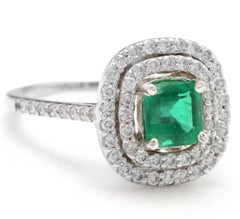 2.00 Carat Natural Emerald and Diamond 14 Karat Solid White Gold Ring