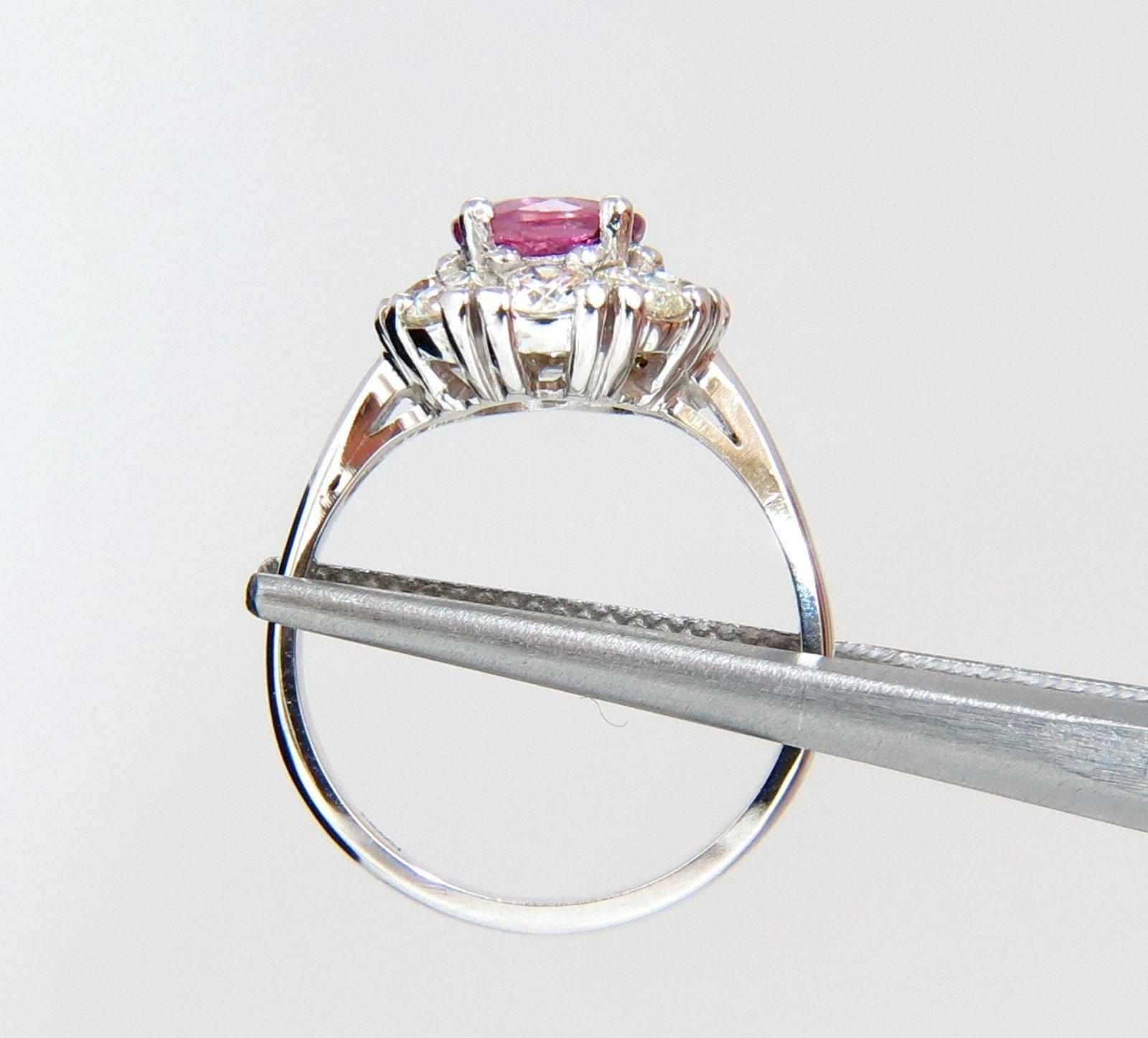 2.00 Carat Natural Fancy Intense Pink Sapphire Diamond Ring Cluster Halo A+ 6