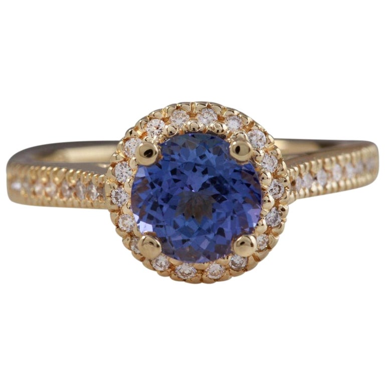Bague De Mariage Or Blanc 14k Tanzanite Et Diamants - Taille Personnalisable, Neuve Sans Boîte