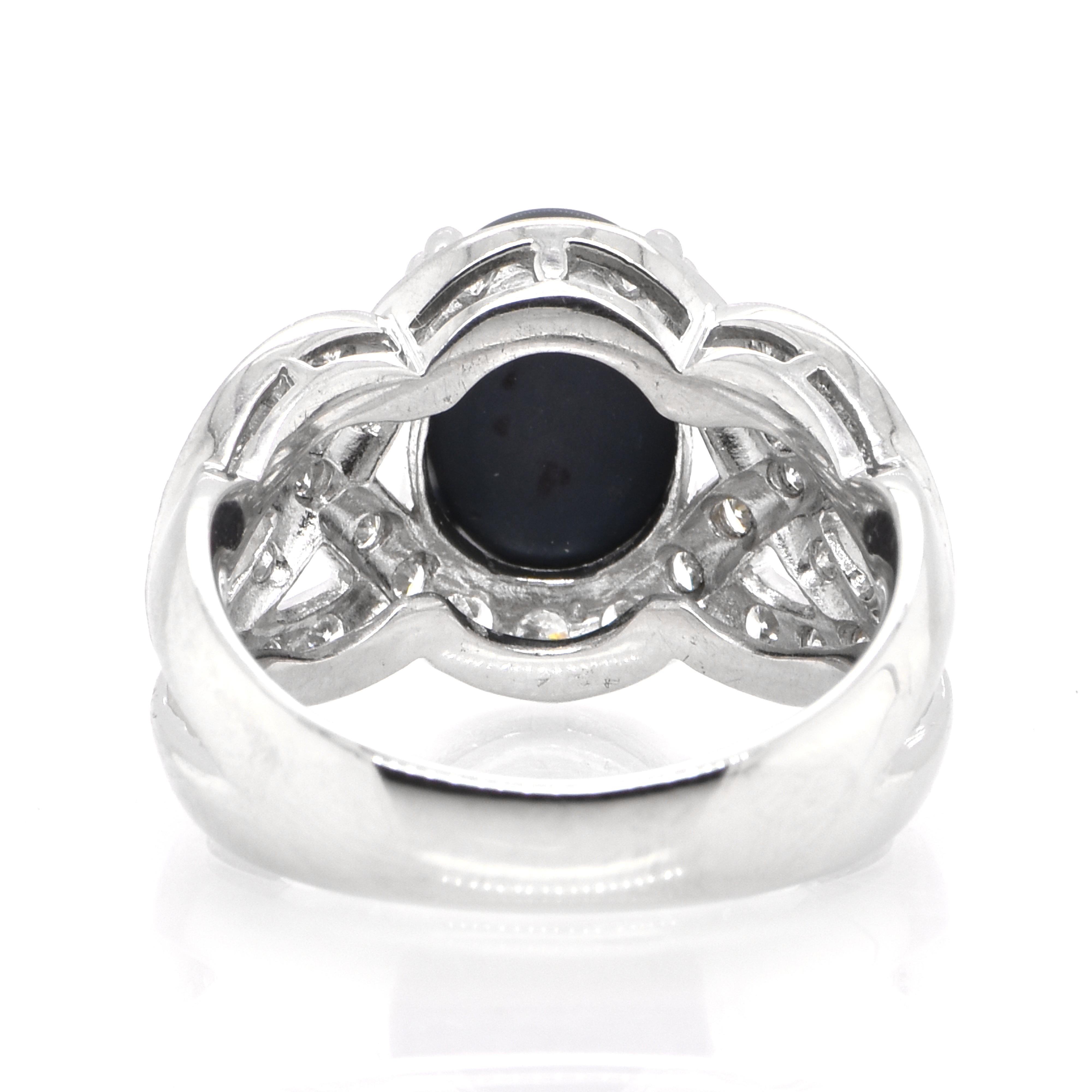 Women's 2.00 Carat Natural Lighting Ridge Black Opal and Diamond Ring Set in Platinum For Sale