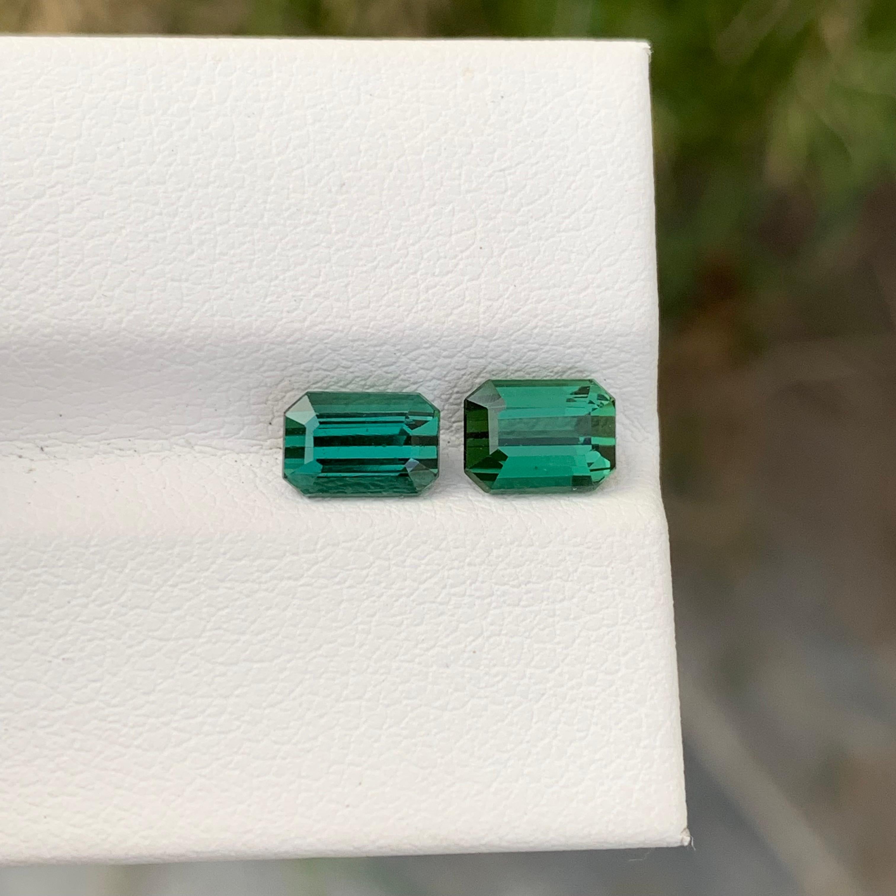2,00 Karat natürlicher loser blaugrüner Dual-Turmalin-Smaragd in Smaragdform für Ring im Angebot 4