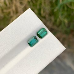2.00 Carat Natural Loose Bluish Green Dual Tourmaline Emerald Shape Gem For Ring