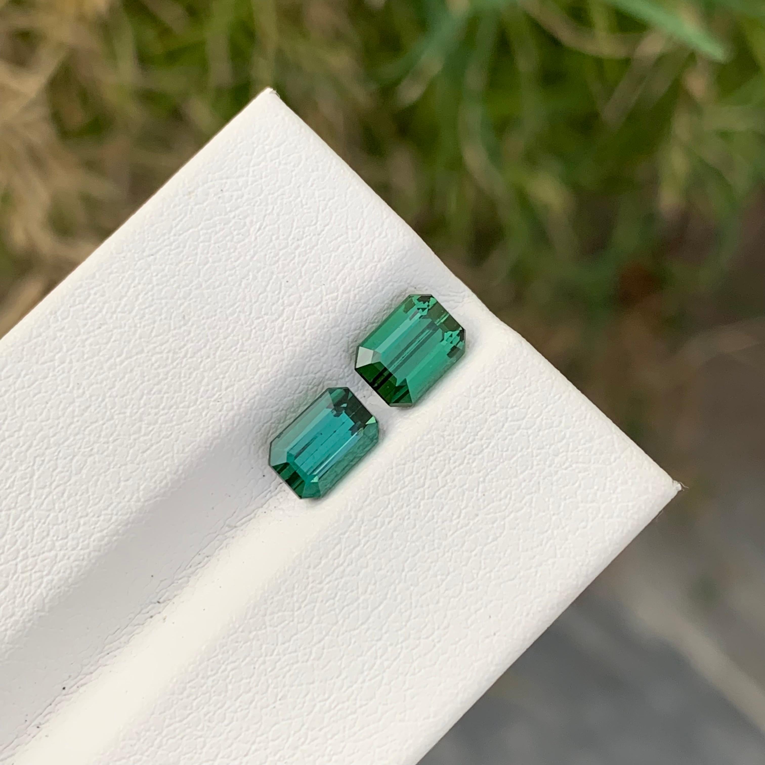 2,00 Karat natürlicher loser blaugrüner Dual-Turmalin-Smaragd in Smaragdform für Ring im Angebot 2