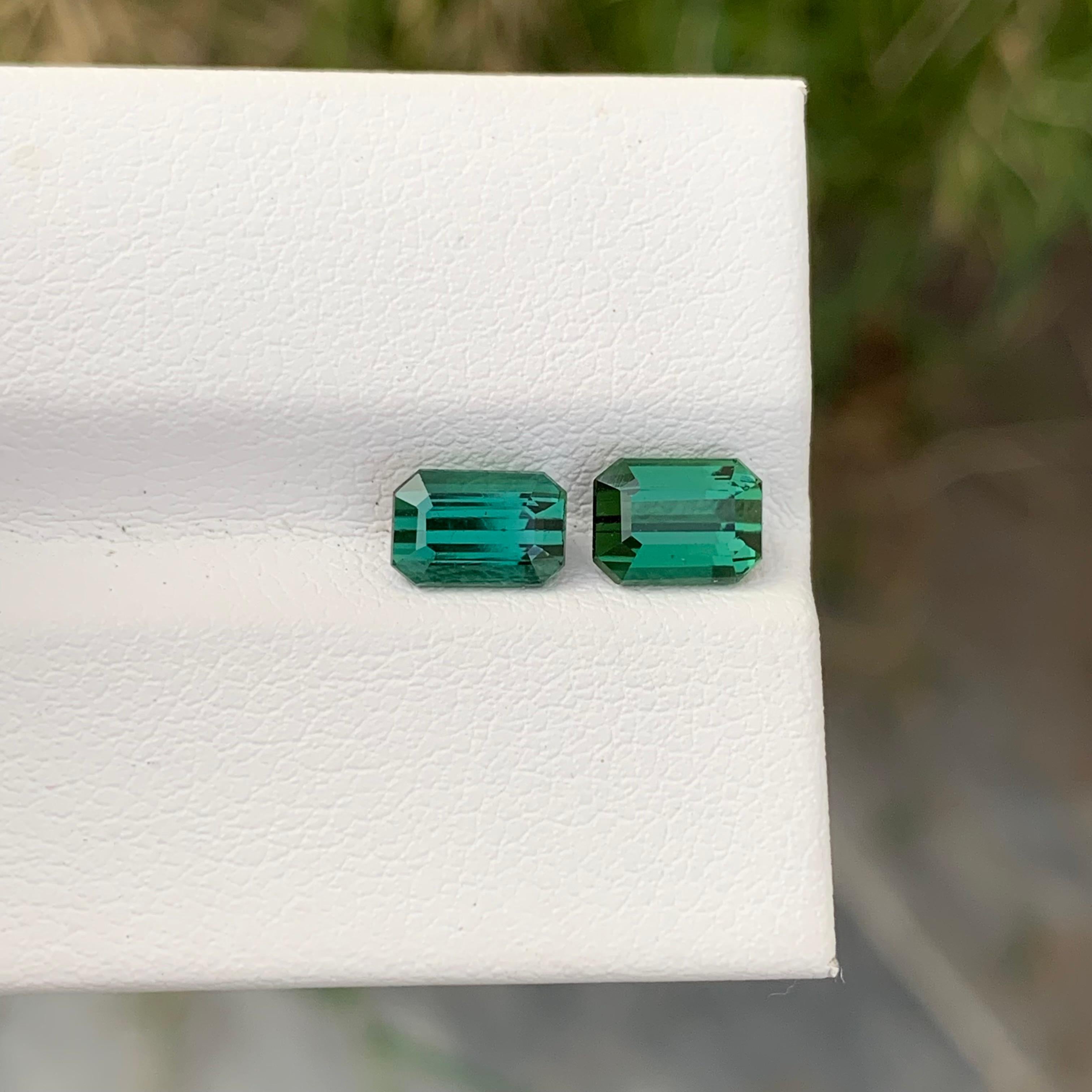 2,00 Karat natürlicher loser blaugrüner Dual-Turmalin-Smaragd in Smaragdform für Ring im Angebot 3