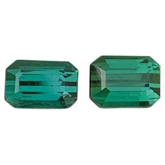 2.00 Carat Natural Loose Bluish Green Dual Tourmaline Emerald Shape Gem For Ring
