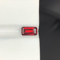 2.00 Carat Natural Loose Bright Red Garnet Emerald Cut African Gemstone
