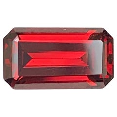 2.00 Carat Natural Loose Bright Red Garnet Emerald Cut African Gemstone