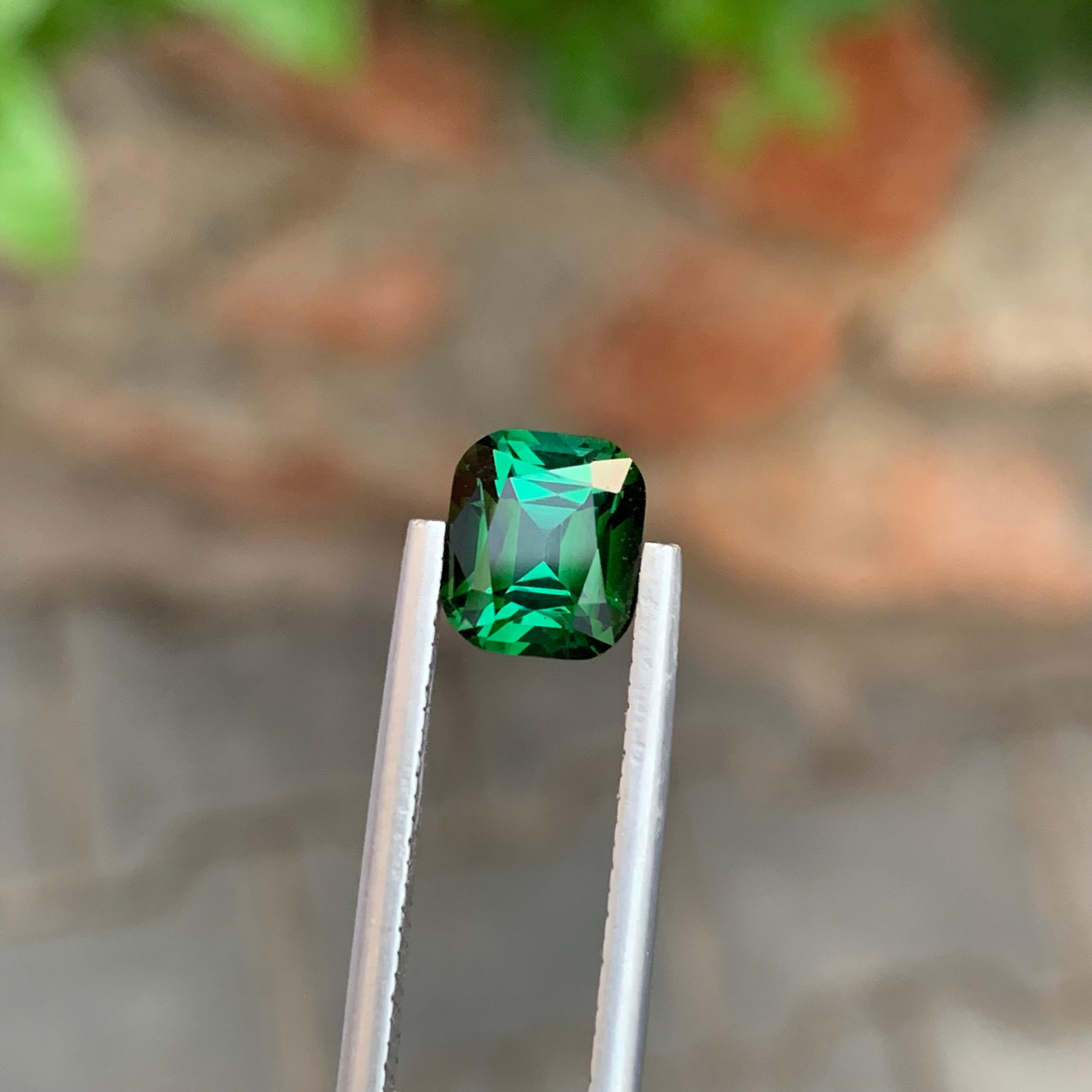 2.00 Carat Natural Loose Green Tourmaline Cushion Shape Gem For Jewellery (Tourmaline verte en forme de coussin pour bijoux) en vente 1