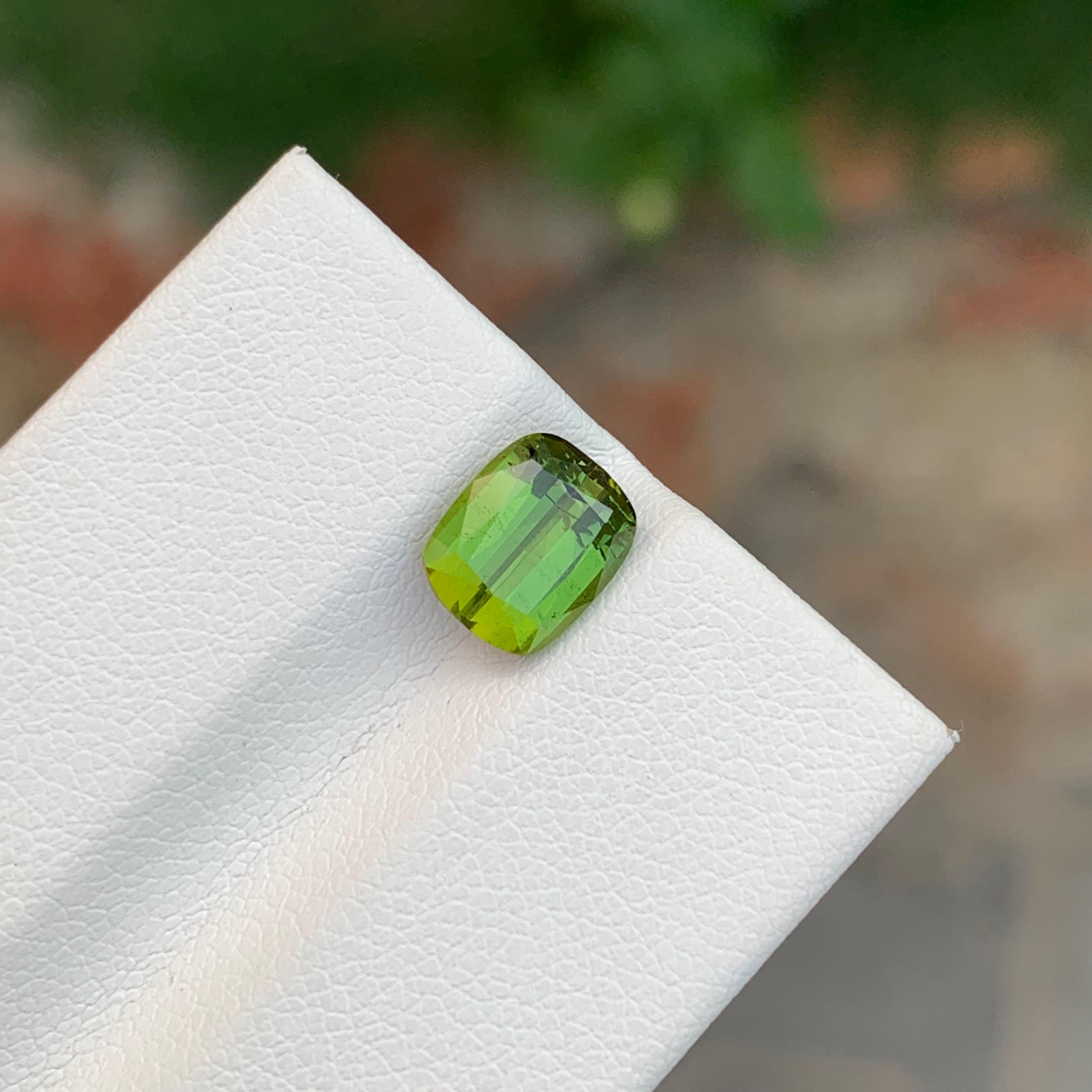 2.00 Carat Natural Loose Green Tourmaline Cushion Shape Gem From Afghanistan For Sale 4