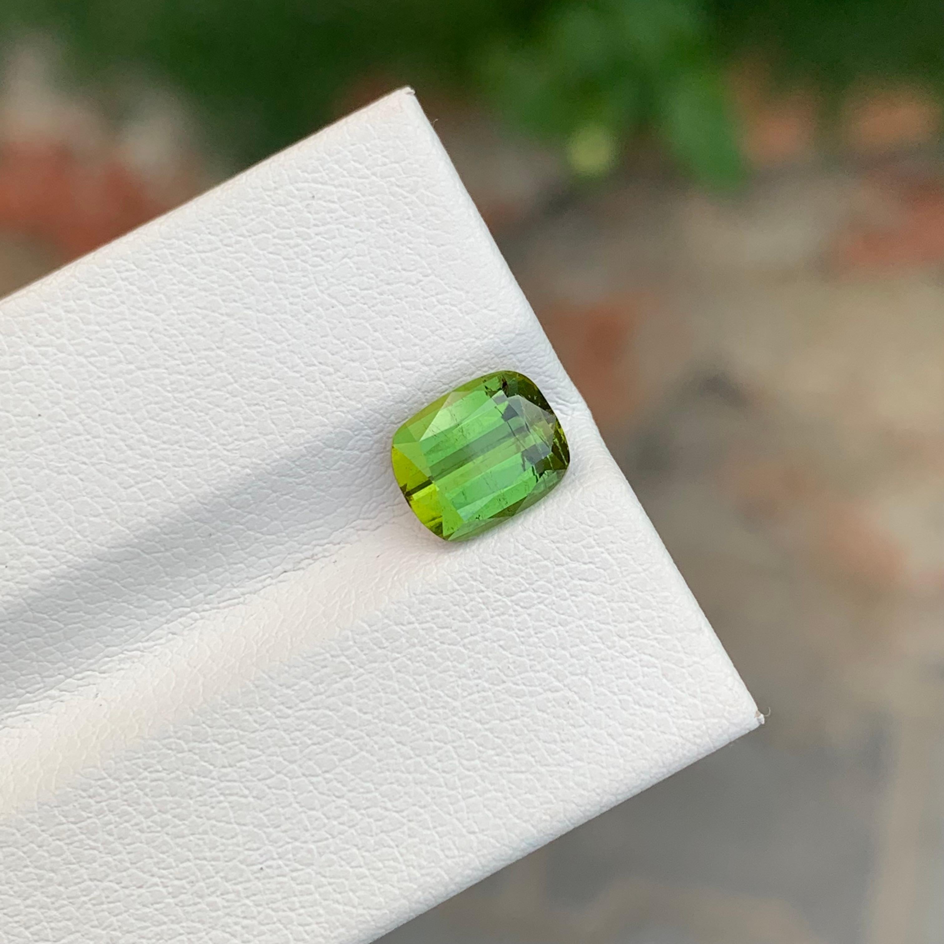 2.00 Carat Natural Loose Green Tourmaline Cushion Shape Gem From Afghanistan For Sale 5