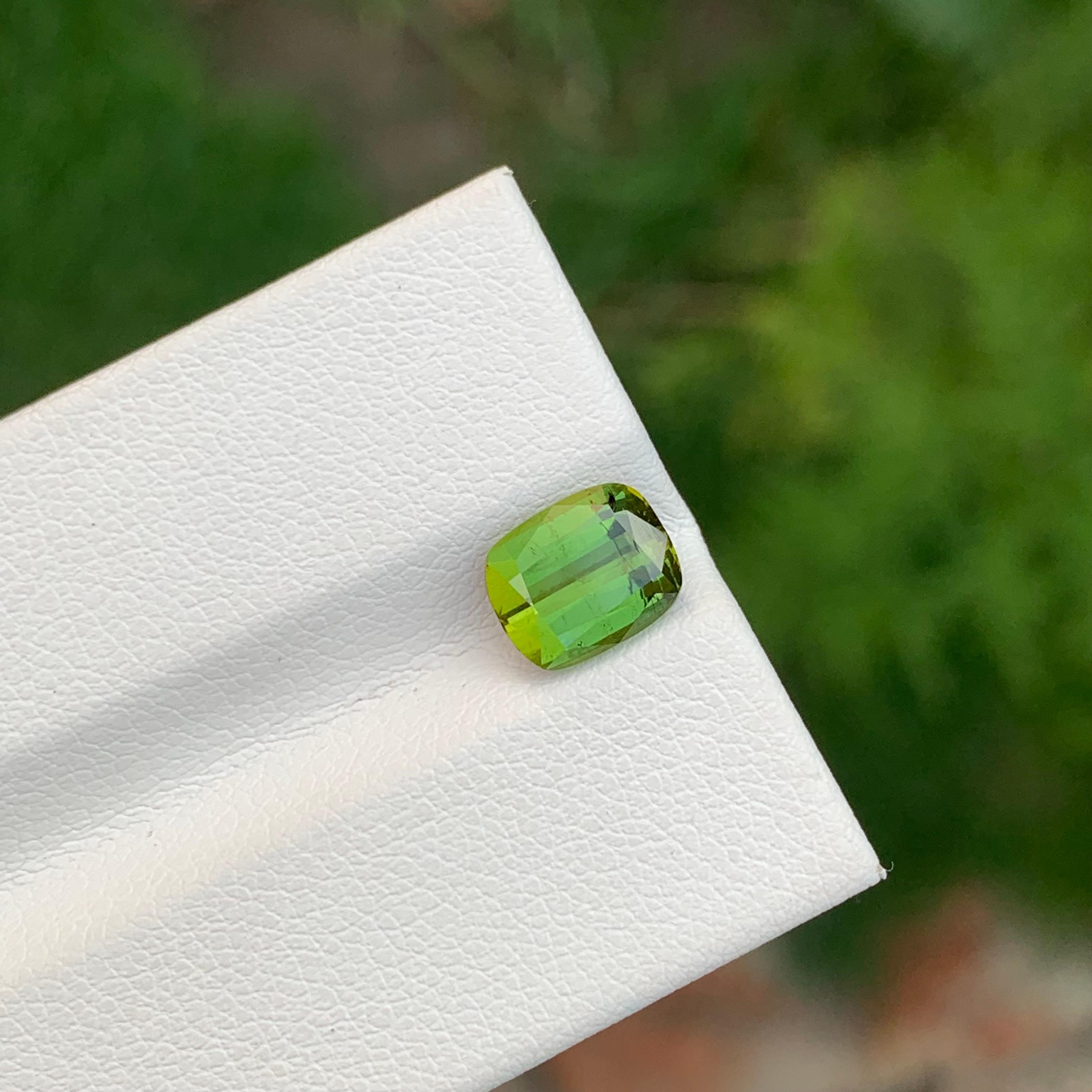 Arts and Crafts 2.00 Carat Natural Loose Green Tourmaline Cushion Shape Gem From Afghanistan For Sale