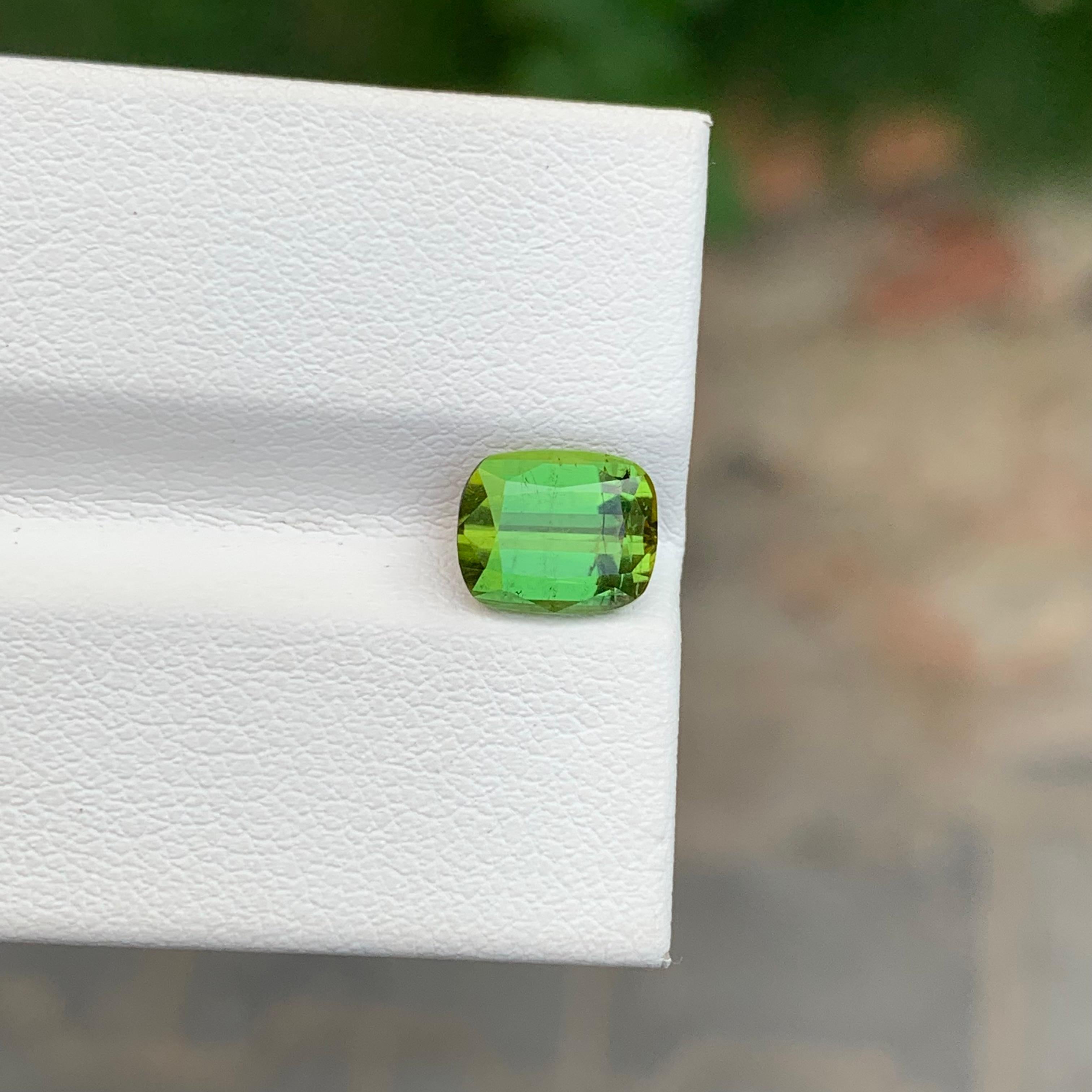 2.00 Carat Natural Loose Green Tourmaline Cushion Shape Gem From Afghanistan For Sale 1