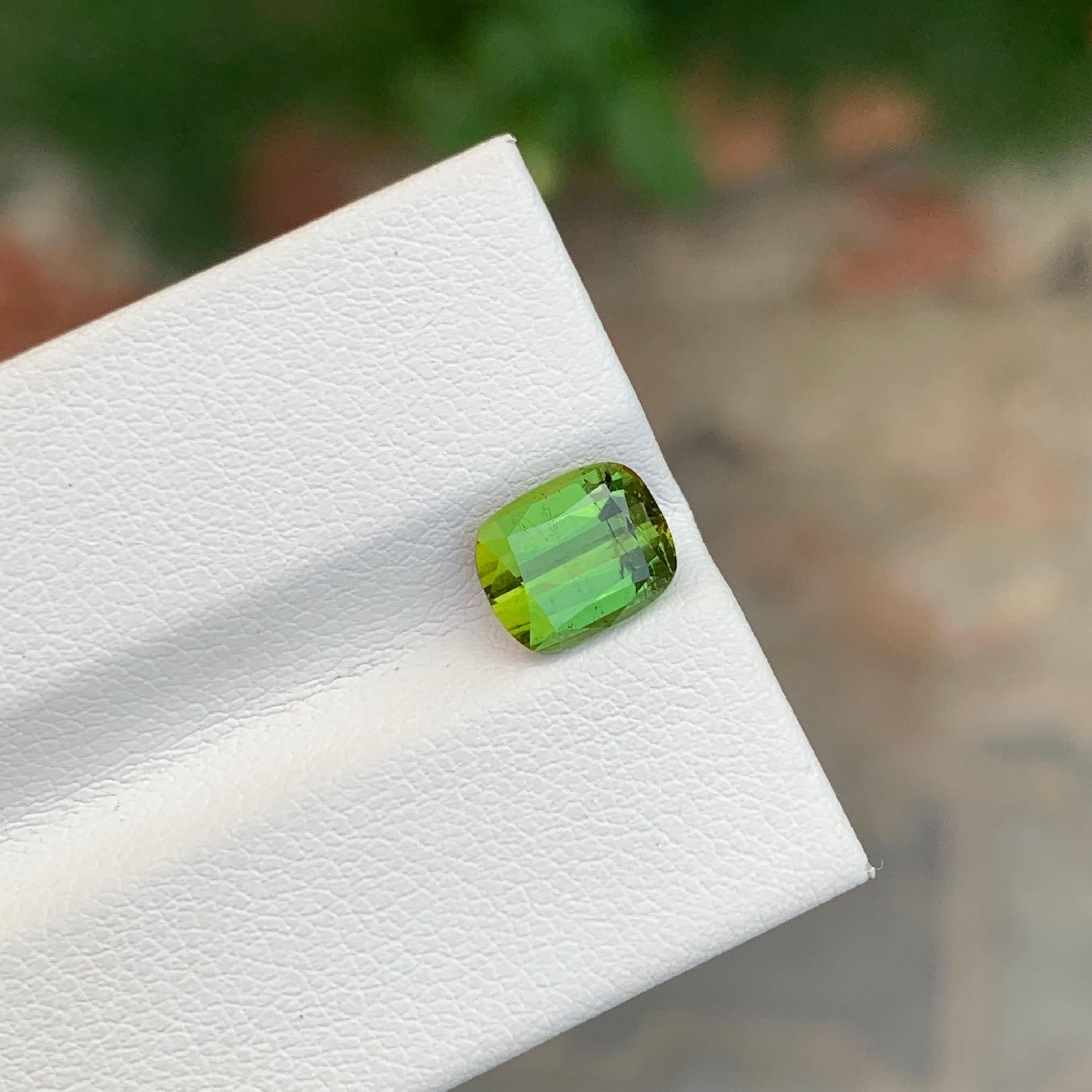 2.00 Carat Natural Loose Green Tourmaline Cushion Shape Gem From Afghanistan For Sale 2