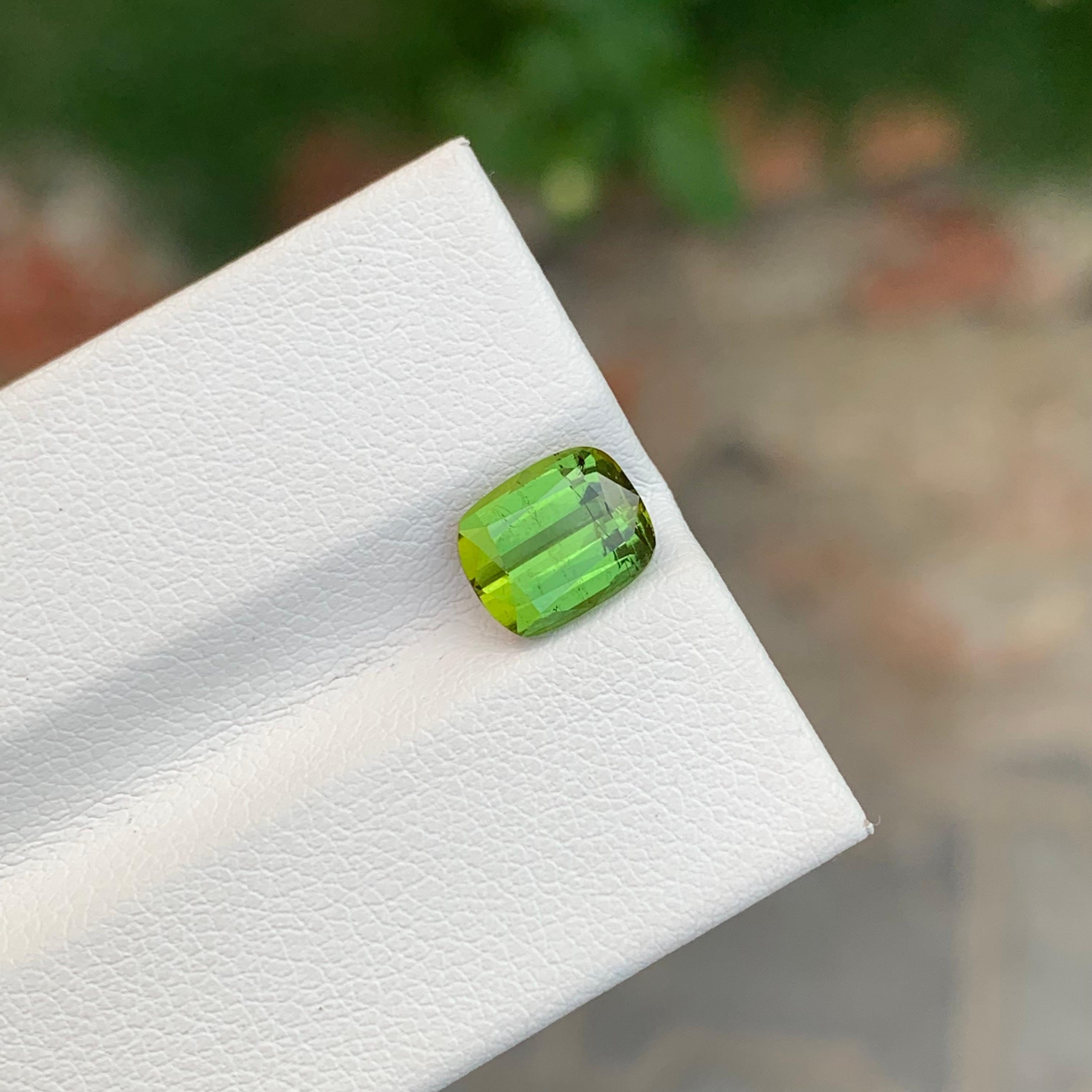 2.00 Carat Natural Loose Green Tourmaline Cushion Shape Gem From Afghanistan For Sale 3
