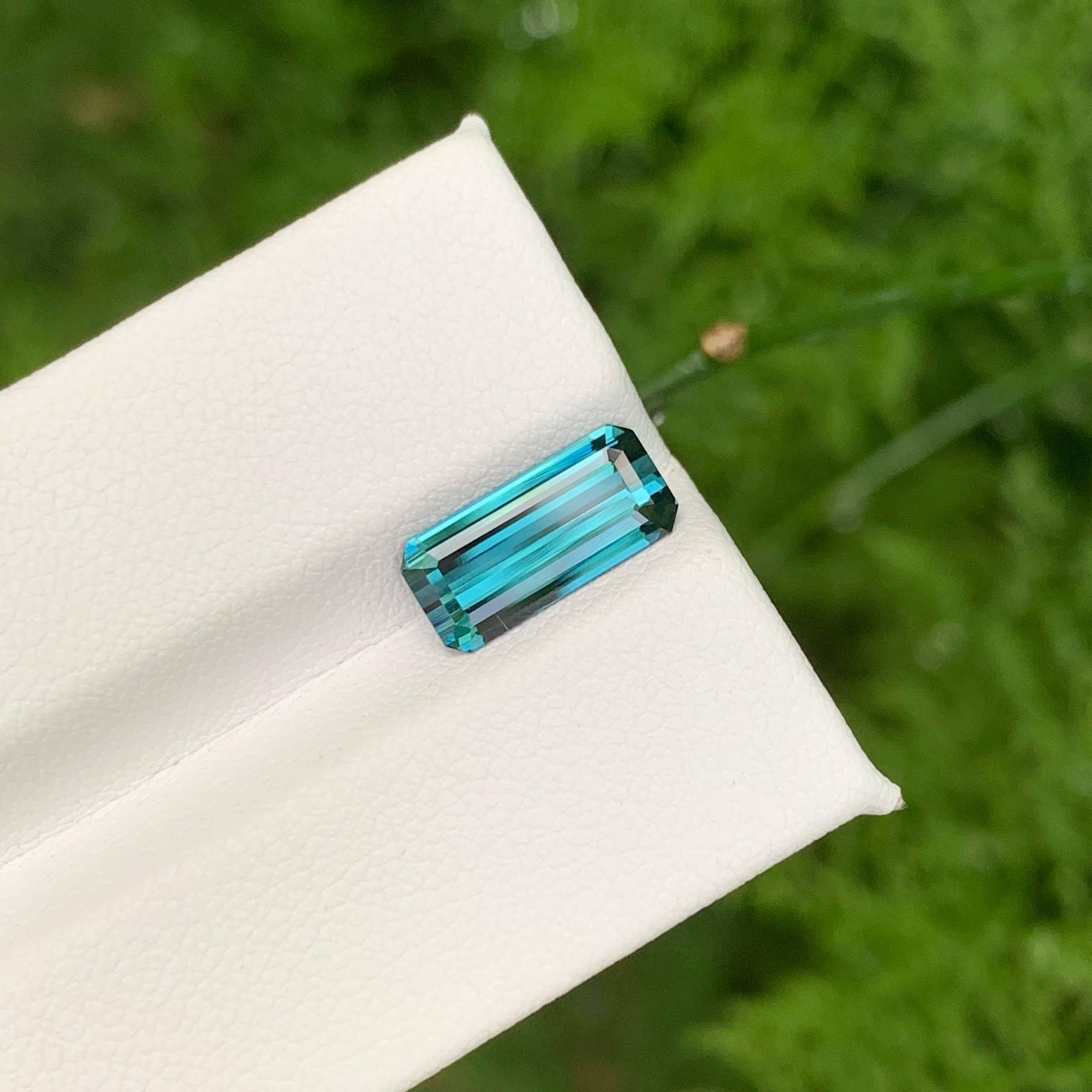 2,00 Karat Natürlicher loser Lagunenblauer Turmalin Smaragdschliff Afghanischer Edelstein im Angebot 5
