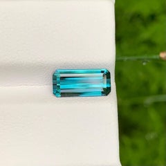 2.00 Carat Natural Loose Lagoon Blue Tourmaline Emerald Cut Afghan Gemstone
