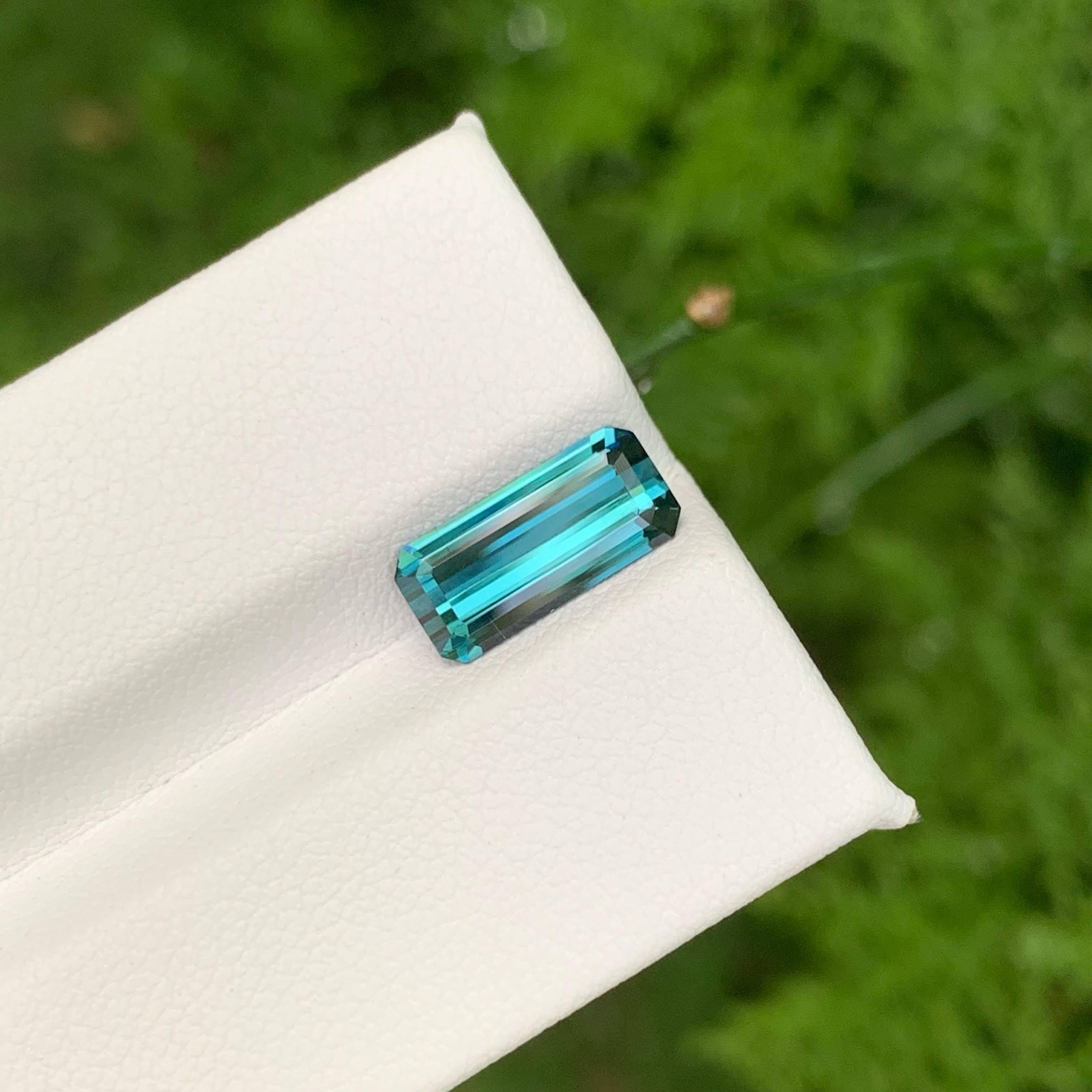 2,00 Karat Natürlicher loser Lagunenblauer Turmalin Smaragdschliff Afghanischer Edelstein im Angebot 2