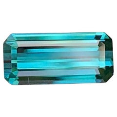 2.00 Carat Natural Loose Lagoon Blue Tourmaline Emerald Cut Afghan Gemstone