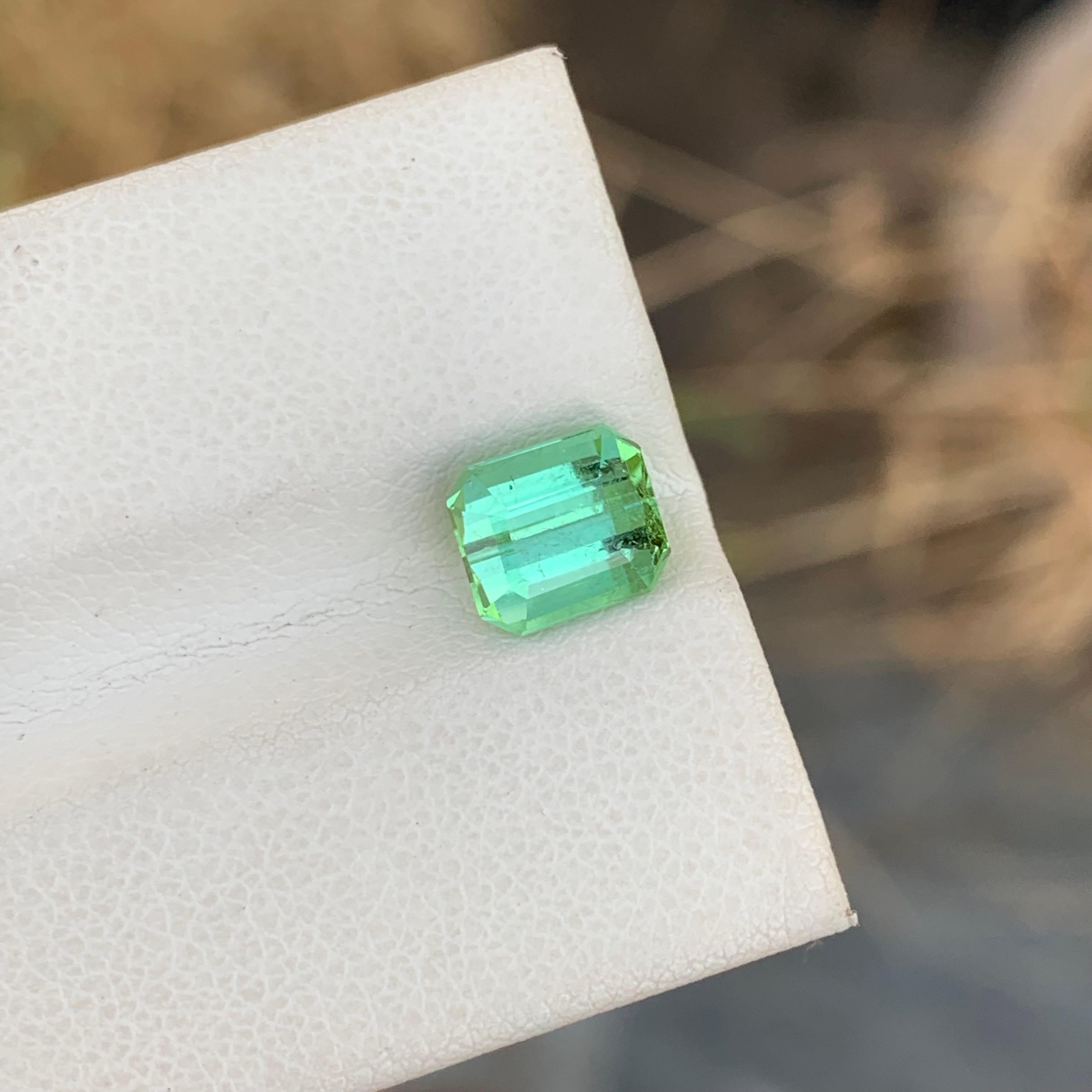 Arts and Crafts 2.00 Carat Natural Loose Mint Green Tourmaline Emerald Shape Gemstone (pierre précieuse en forme d'émeraude) en vente