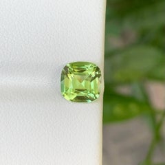 2.00 Carat Natural Loose Light Green Peridot Stone Cushion Cut Afghan Gemstone