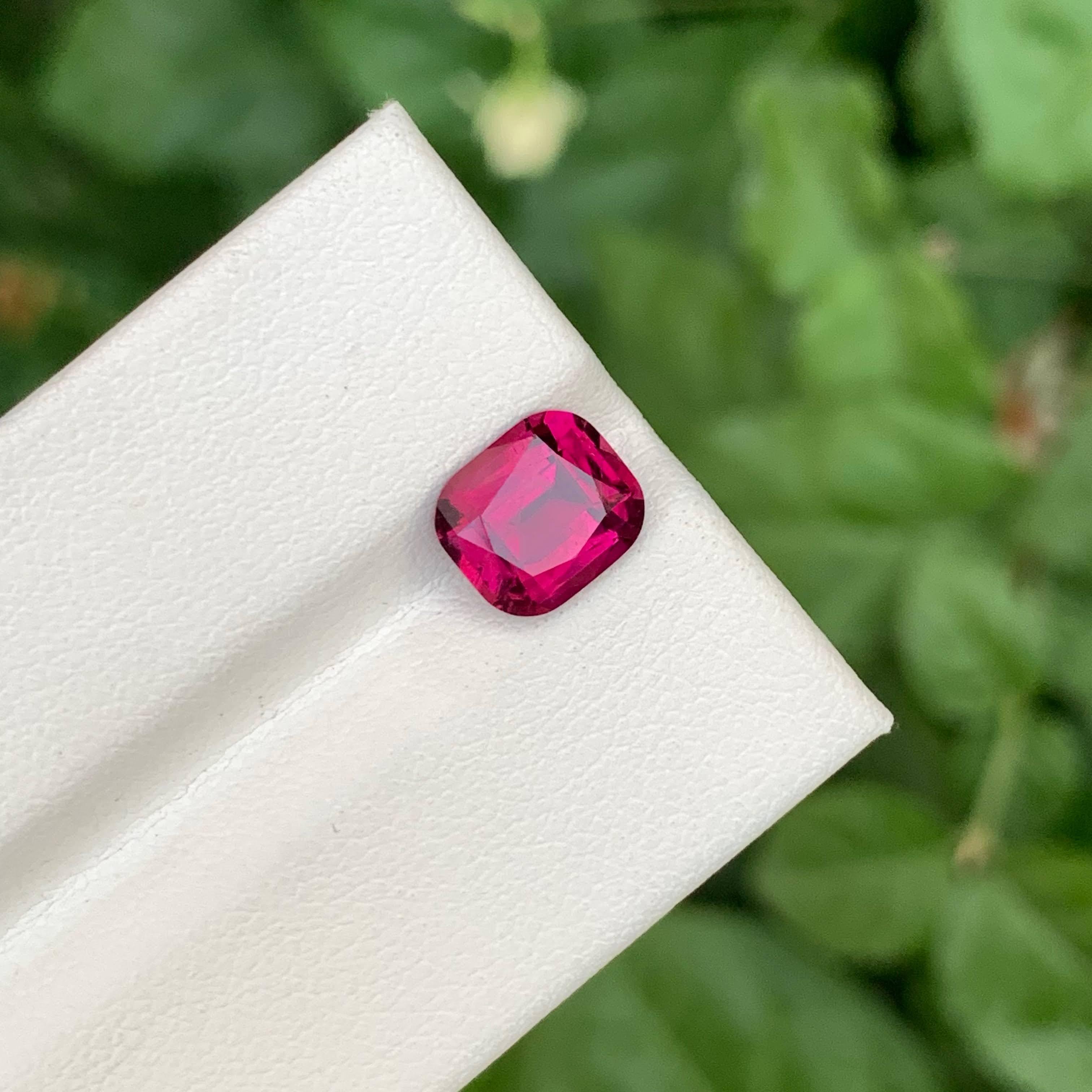 2.00 Carat  Natural Loose Red Rubellite Tourmaline Stone Cushion Cut Afghan Gem For Sale 6