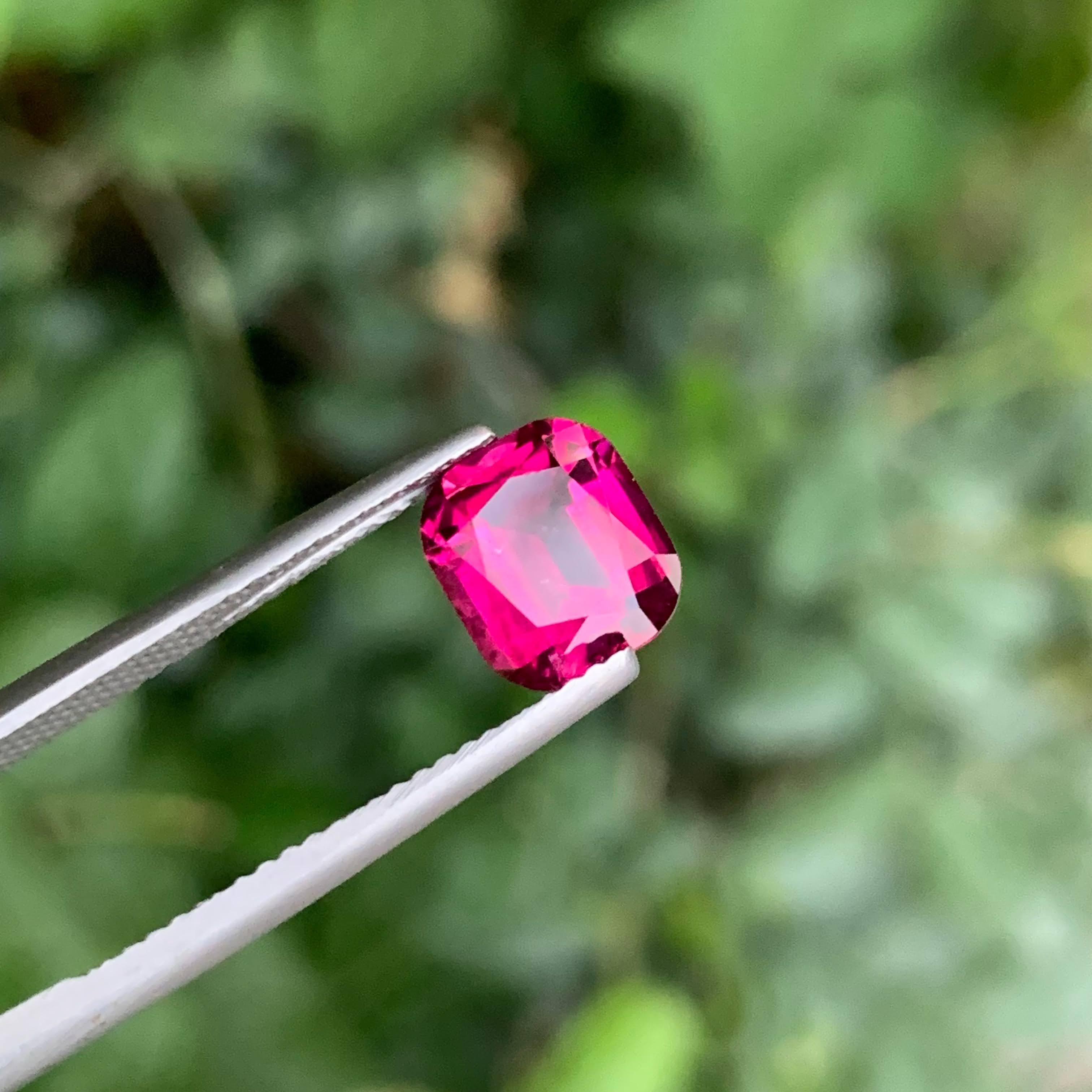 Modern 2.00 Carat  Natural Loose Red Rubellite Tourmaline Stone Cushion Cut Afghan Gem For Sale