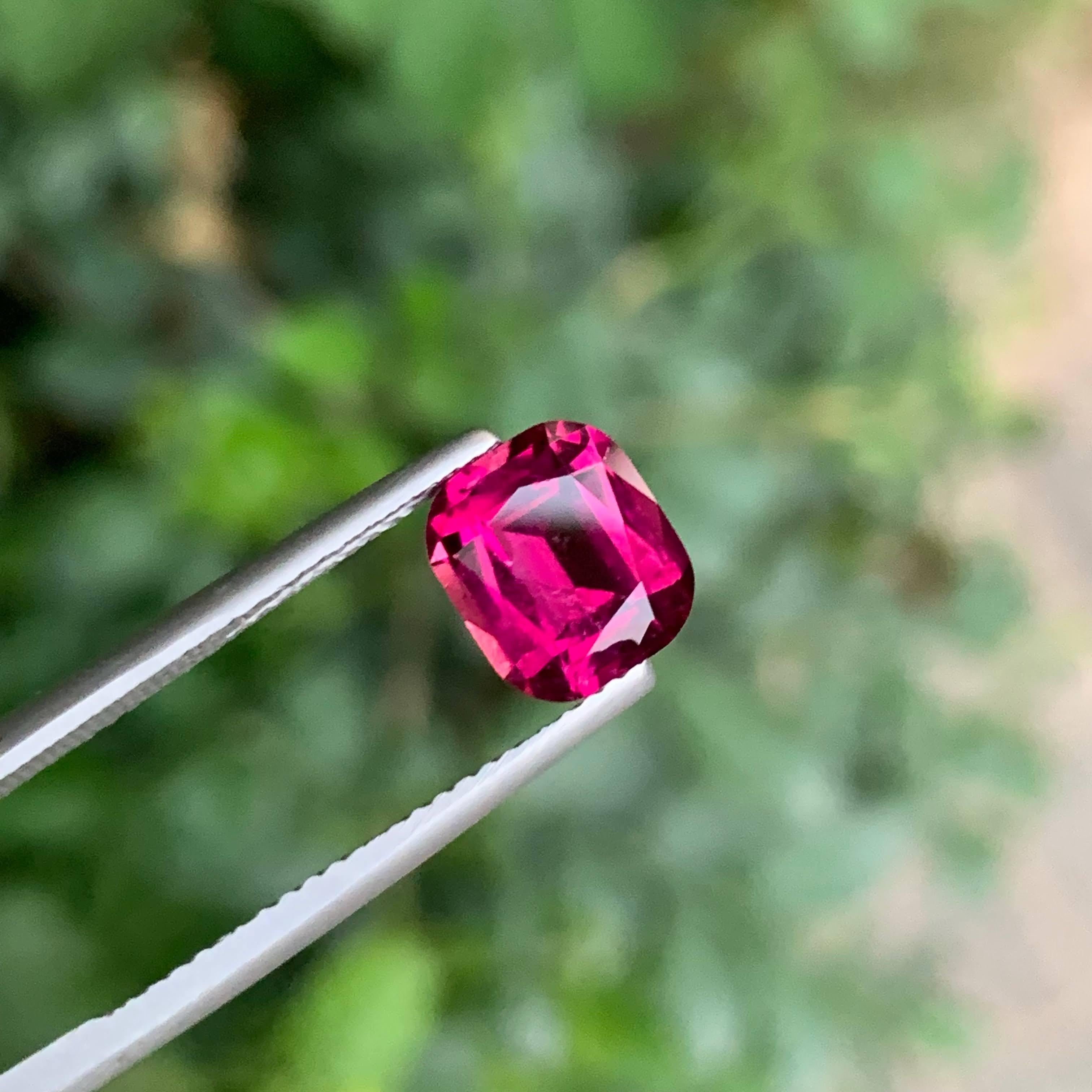 Women's or Men's 2.00 Carat  Natural Loose Red Rubellite Tourmaline Stone Cushion Cut Afghan Gem For Sale