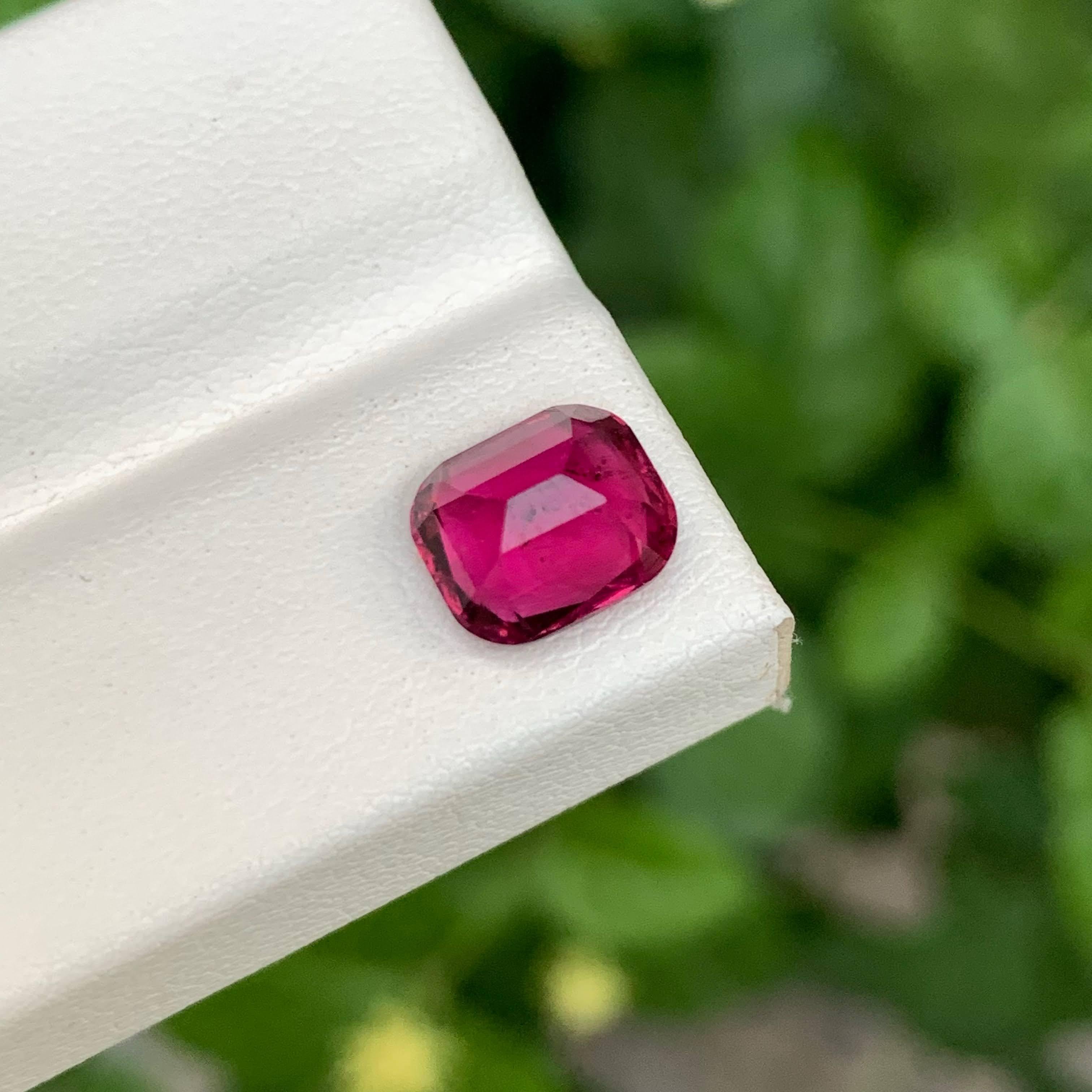 2.00 Carat  Natural Loose Red Rubellite Tourmaline Stone Cushion Cut Afghan Gem For Sale 1