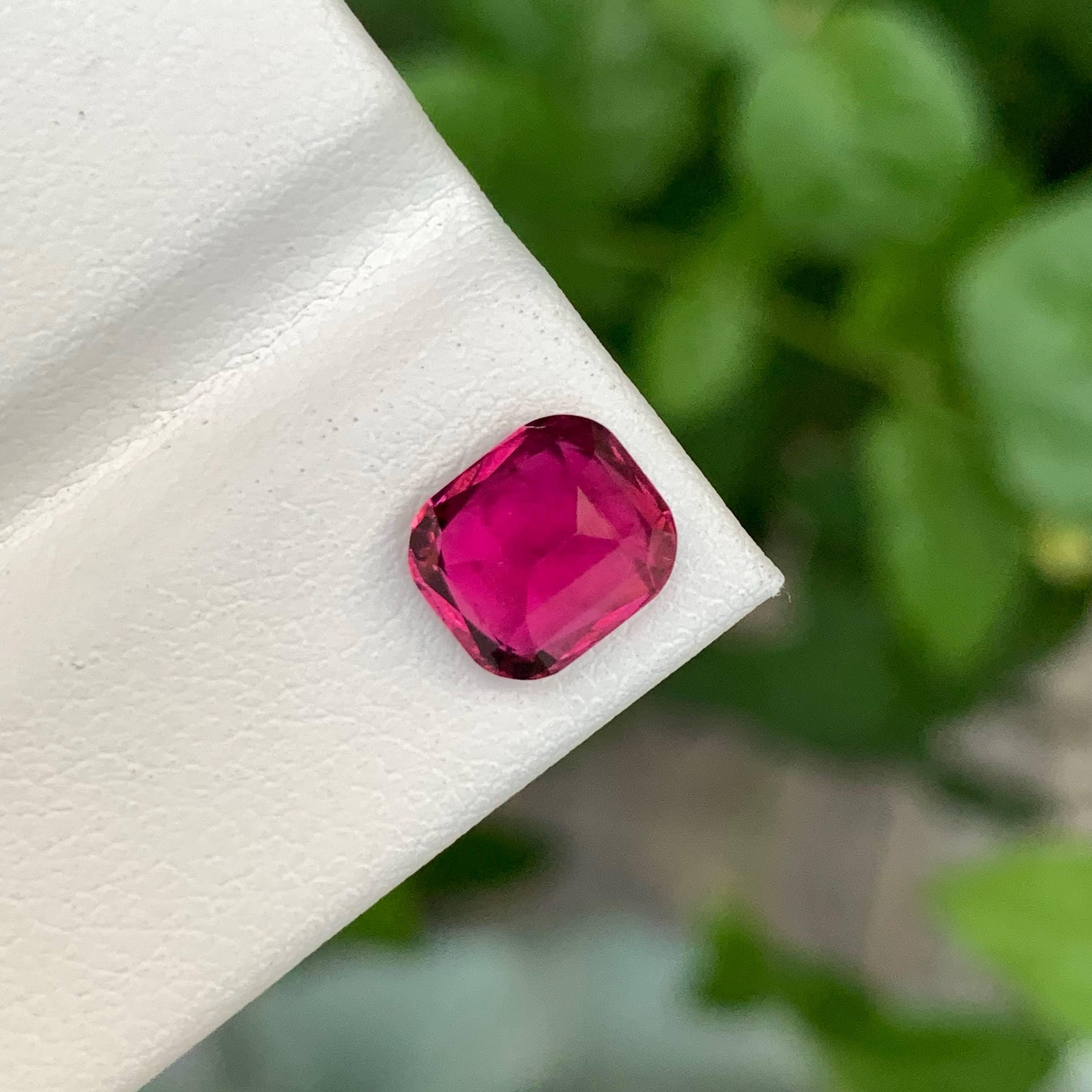 2.00 Carat  Natural Loose Red Rubellite Tourmaline Stone Cushion Cut Afghan Gem For Sale 2
