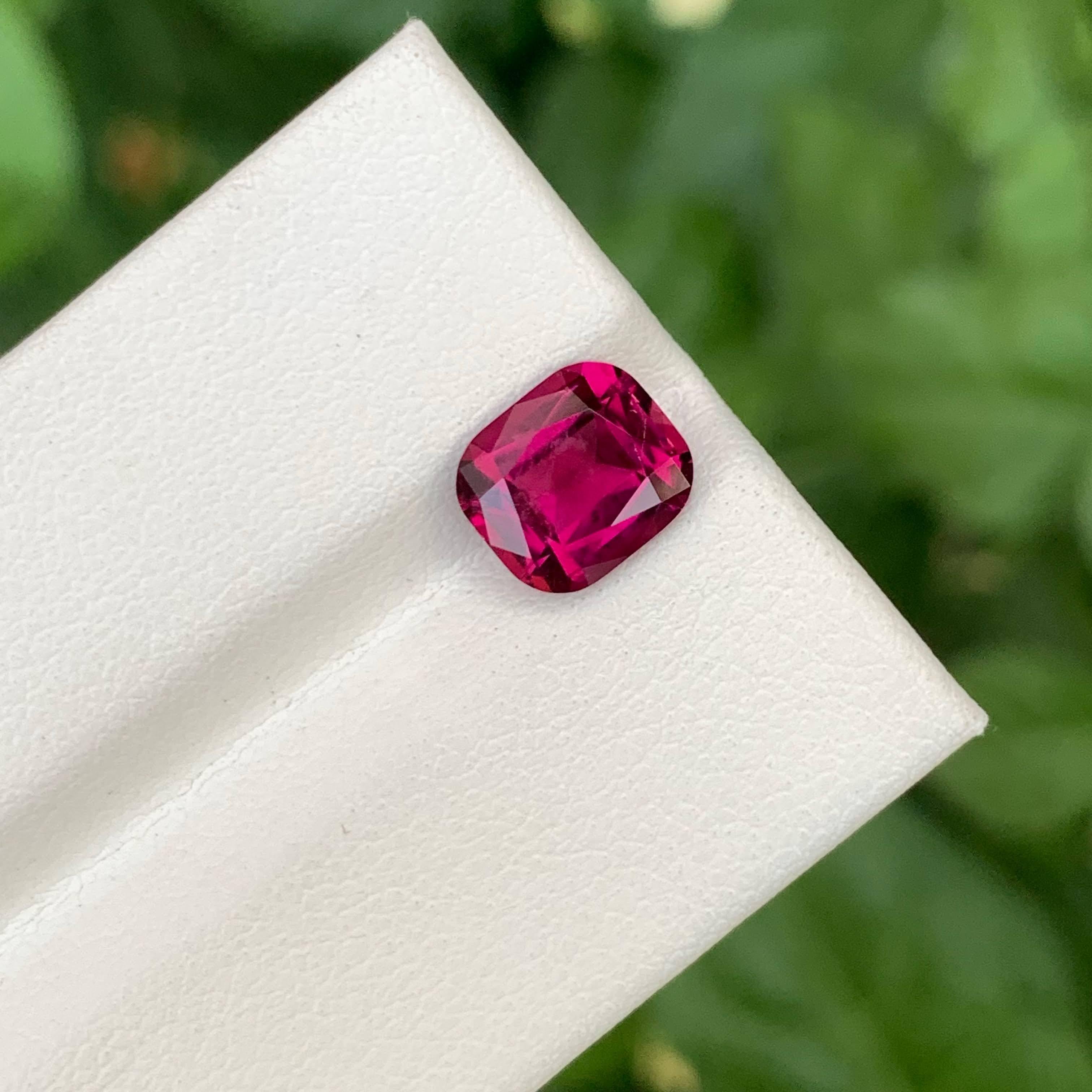 2.00 Carat  Natural Loose Red Rubellite Tourmaline Stone Cushion Cut Afghan Gem For Sale 3