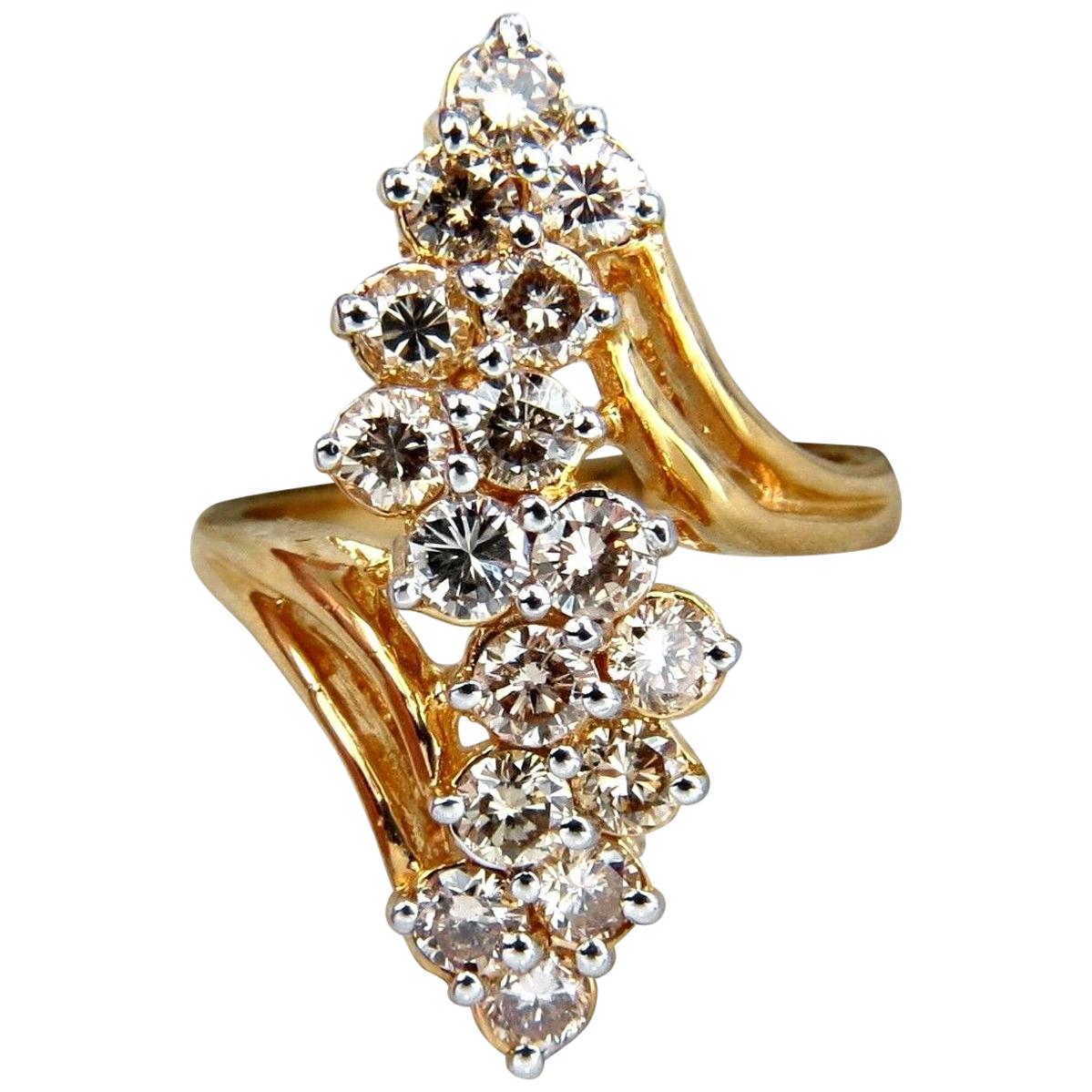 2.00 Carat Natural Lt Brown Diamonds Rounds Cocktail Prime Cluster Ring 14 Karat