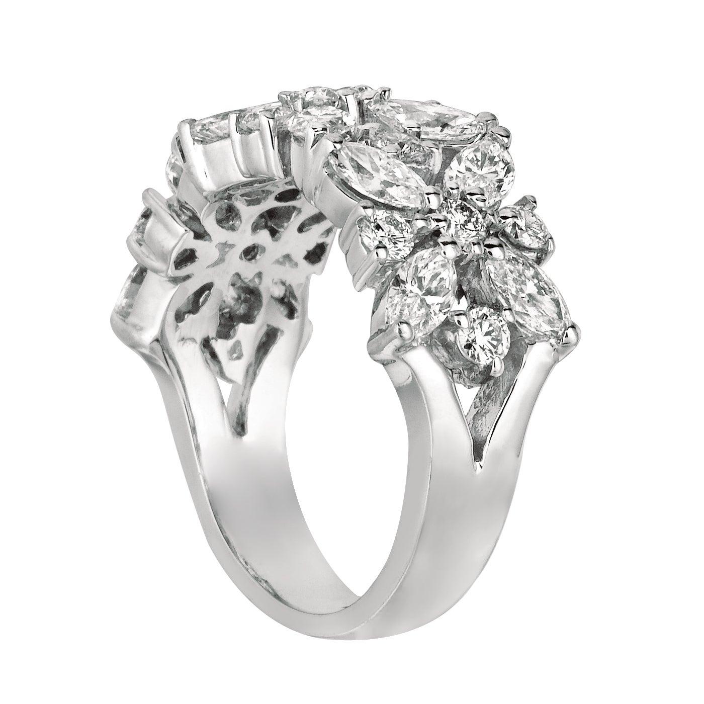 En venta: Anillo de diamantes de talla redonda y marquesa natural de 2,00 quilates Banda G SI Oro de 18 quilates  2