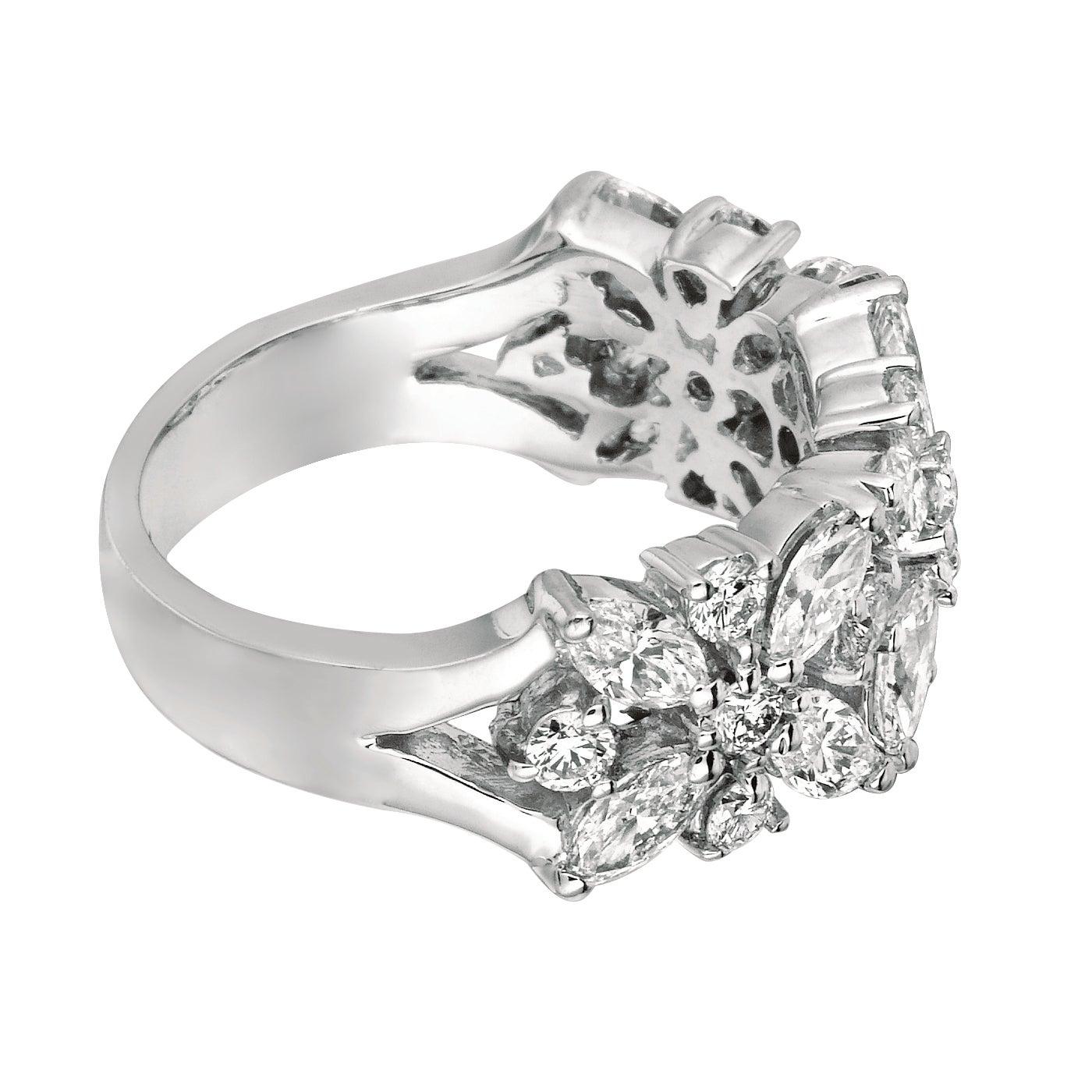 En venta: Anillo de diamantes de talla redonda y marquesa natural de 2,00 quilates Banda G SI Oro de 18 quilates  4