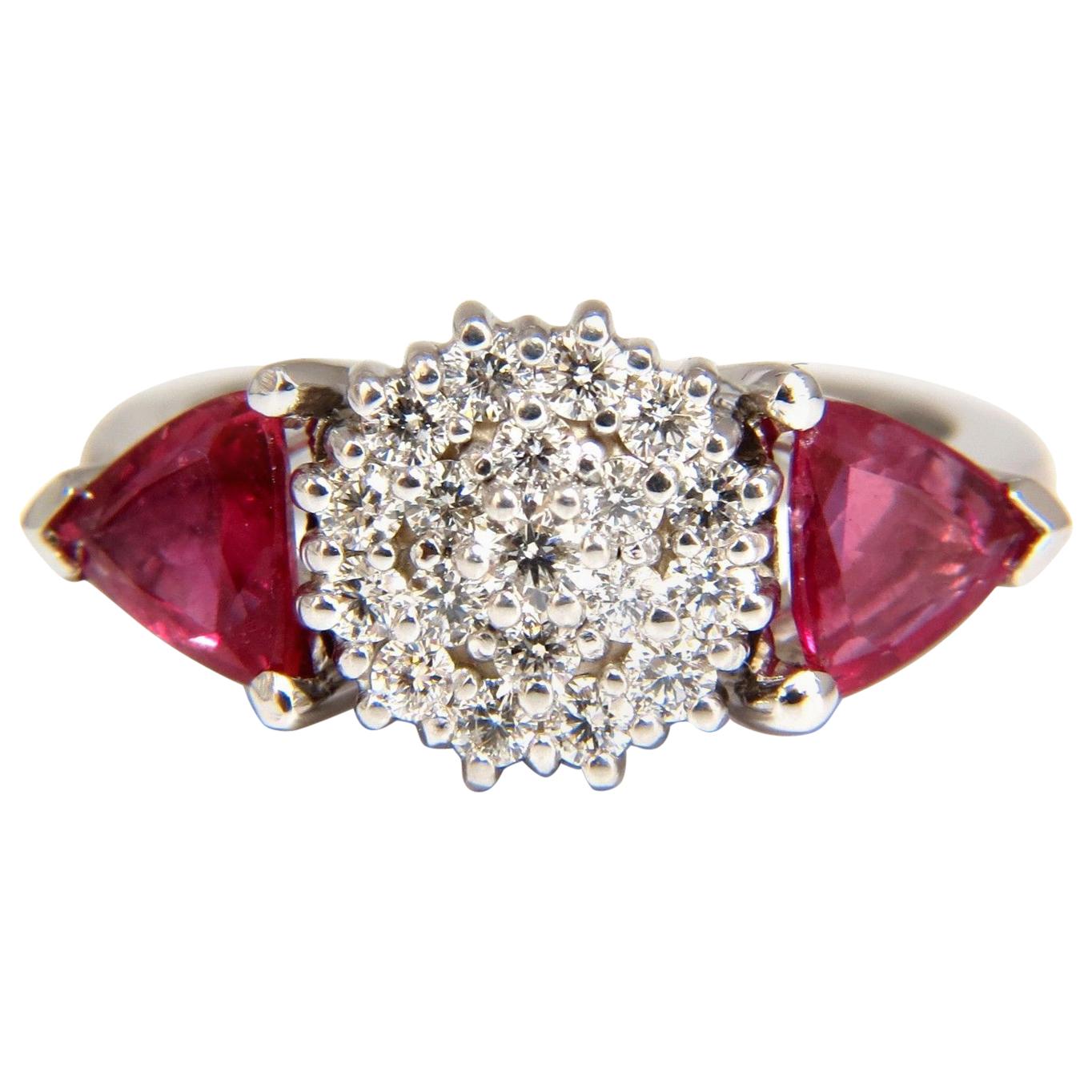 2.00 Carat Natural Pink Sapphire Diamonds Ring 14 Karat Circular Cluster Top For Sale
