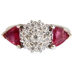 2.00 Carat Natural Pink Sapphire Diamonds Ring 14 Karat Circular Cluster Top*