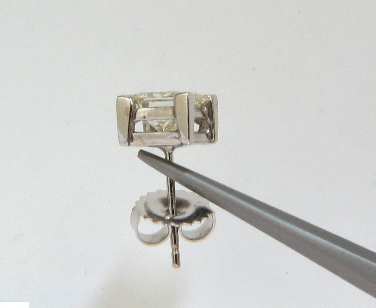 Femenino o masculino Pendientes de 2,00 quilates de diamantes naturales talla princesa J/SI-1 14 quilates en venta