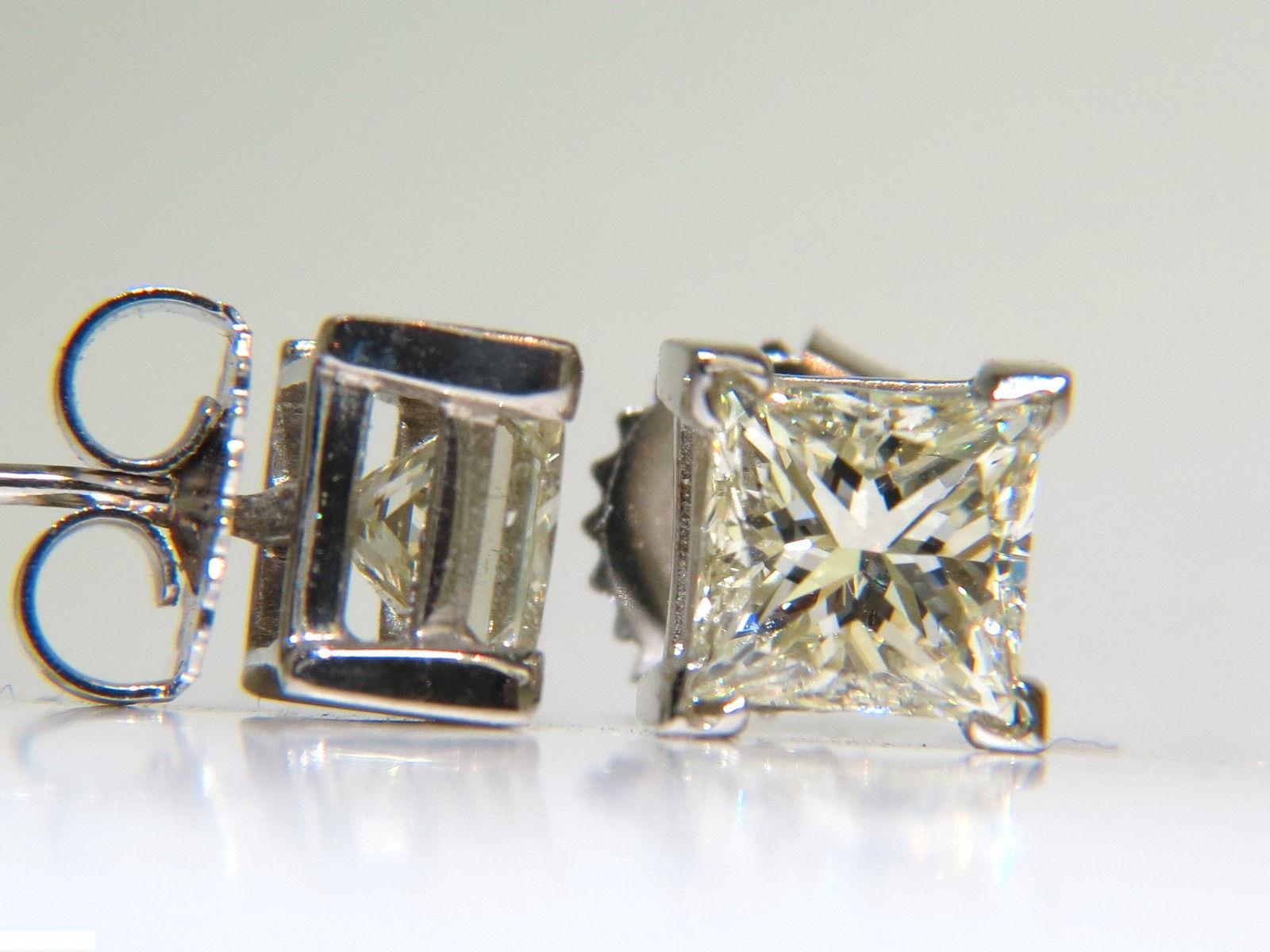 Pendientes de 2,00 quilates de diamantes naturales talla princesa J/SI-1 14 quilates en venta 2