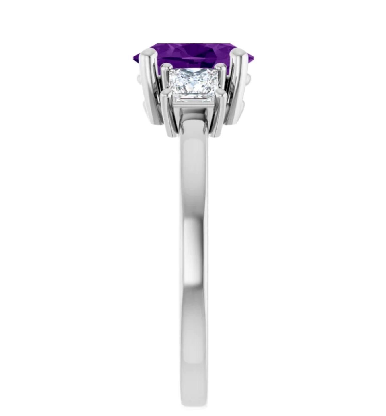 Women's Natural Sapphire Diamond Engagement Ring 14 Karat Gold For Sale