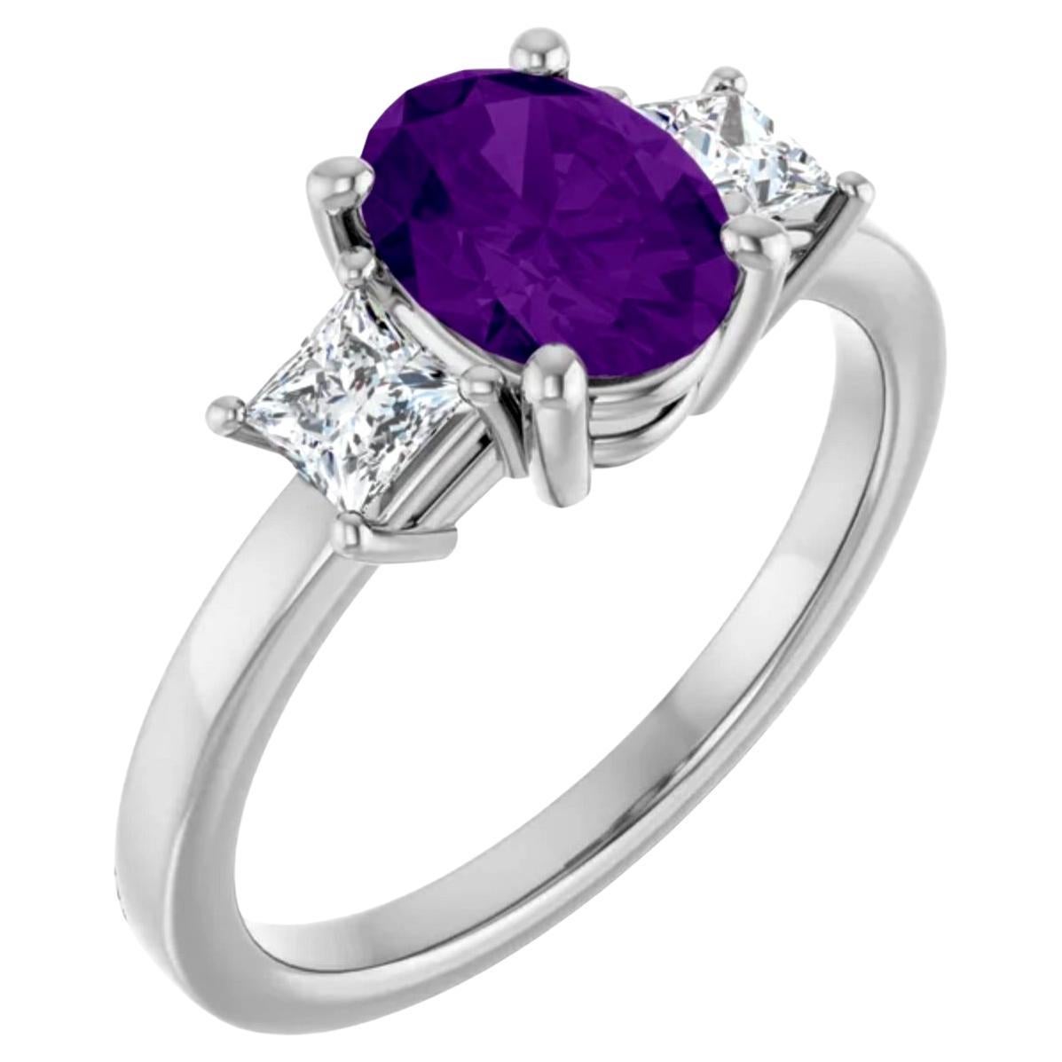 Oval Cut Natural Sapphire Diamond Engagement Ring 14 Karat Gold For Sale