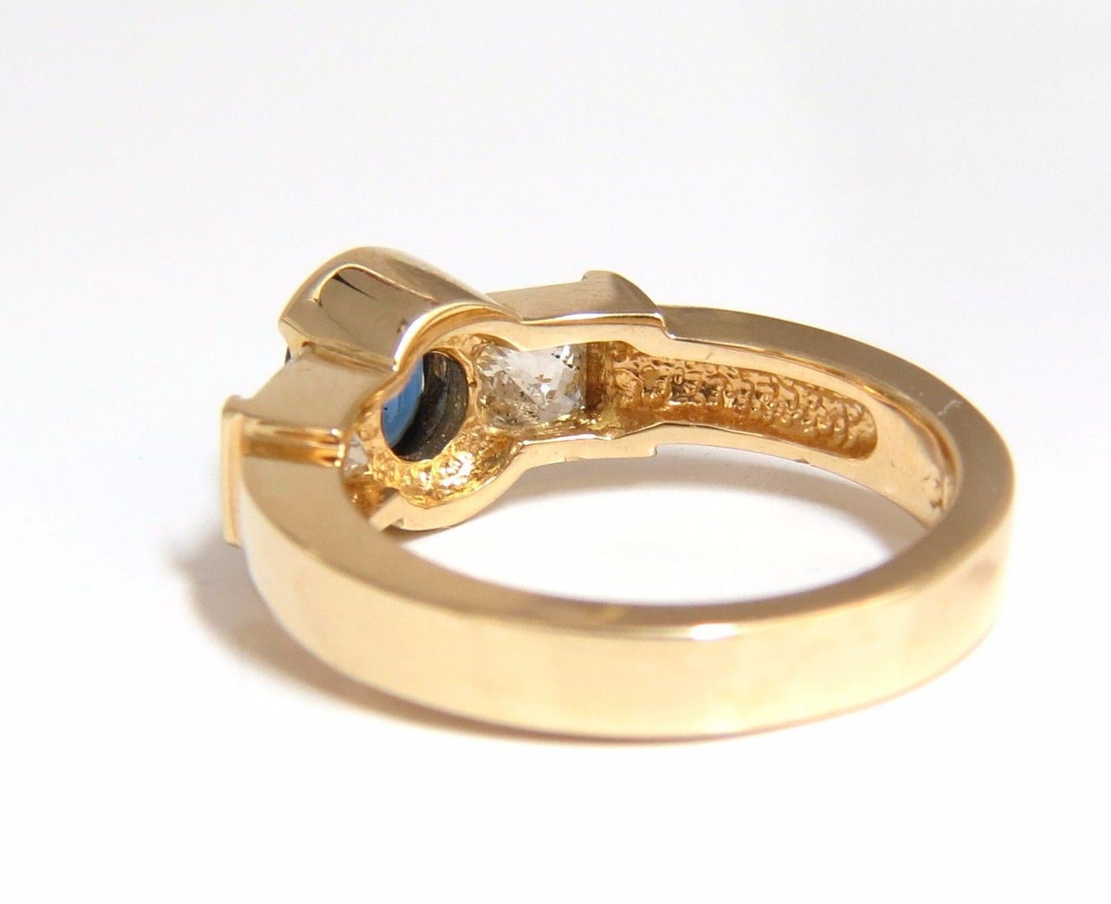 Bague à trois pierres en saphirs naturels de 2,00 carats et diamants, bleu royal 14 carats Unisexe en vente