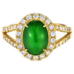 Bague en or 18 carats, jade naturel de 2,00 carats et diamants
